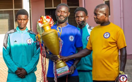 Nsuopun Fidelity FC Presents Regional Trophy to Wassa Amenfi Paramount Chief and Pitch Assurance
