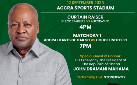 2025/26 Ghana Premier League Season Kicks Off Friday at Accra Sports Stadium with Hearts of Oak vs Hohoe United, Curtain-Raiser, and Stonebwoy Performance